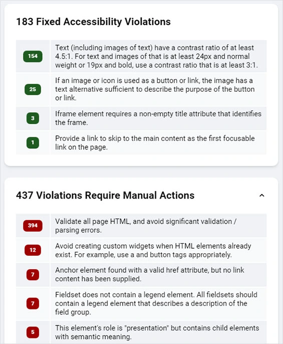 accessibility scan report