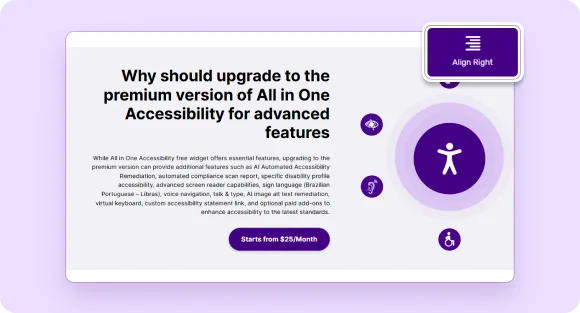 visual guide illustrating the align right text feature in the all in one accessibility widget