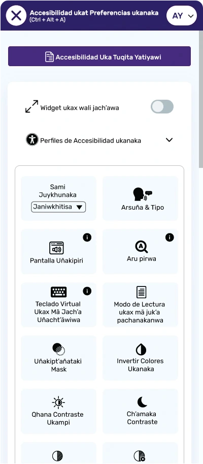 aymara accessibility toolbar