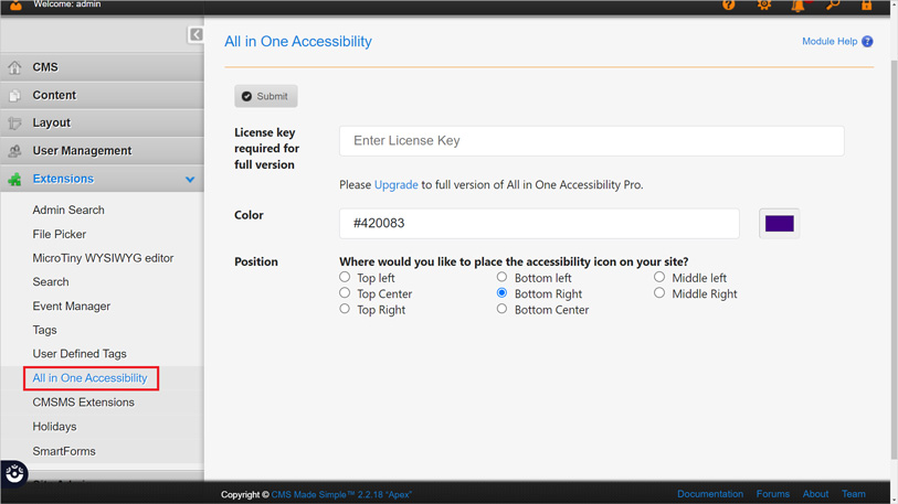 cmsmadesimple all in one accessibility