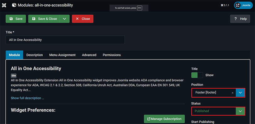 joomla wcag website accessibility