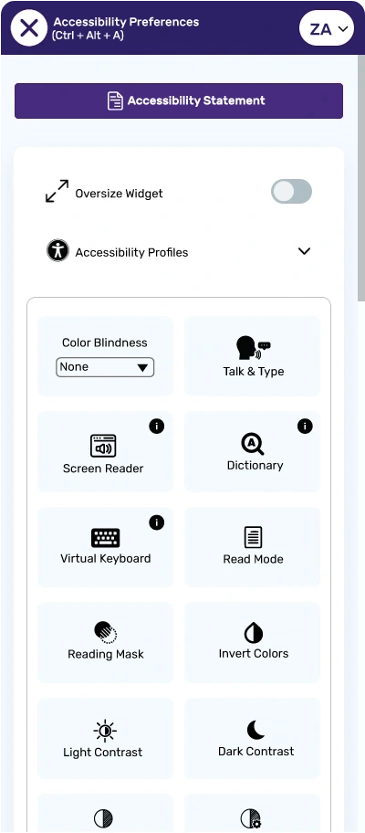 english south africa accessibility toolbar