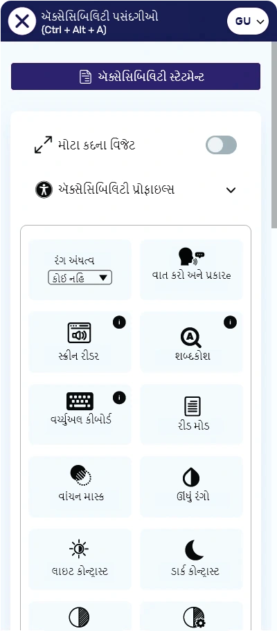 Gujarati website accessibility widget