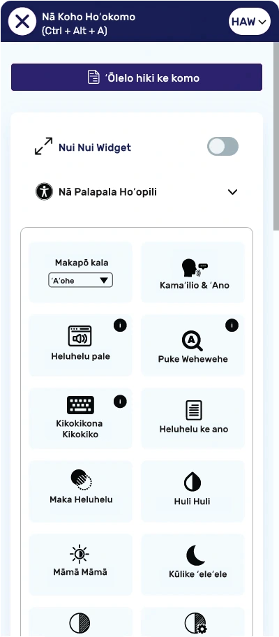 hawaiian accessibility toolbar