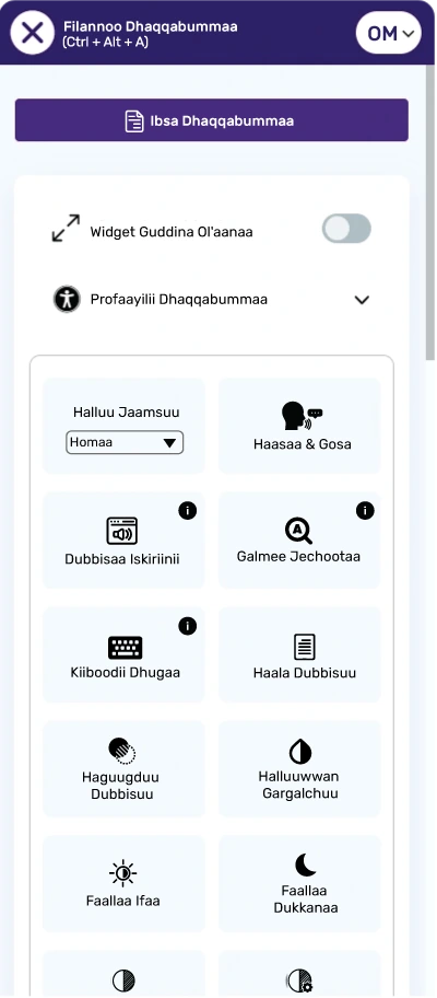 oromo accessibility toolbar