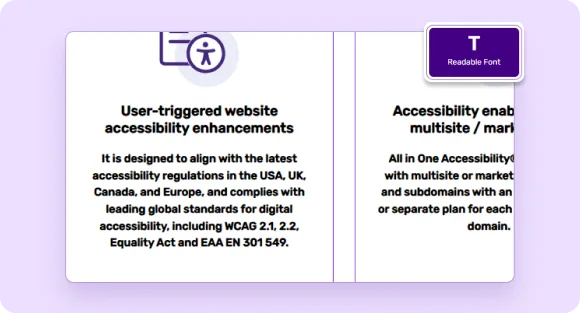 website example showcasing text with readable fonts for enhanced accessibility and clarity