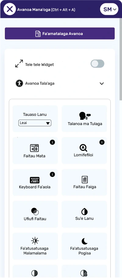 samoan accessibility toolbar