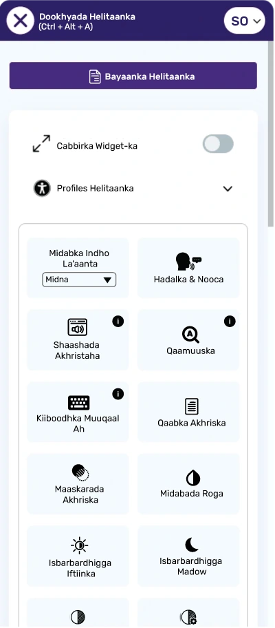 somali accessibility toolbar