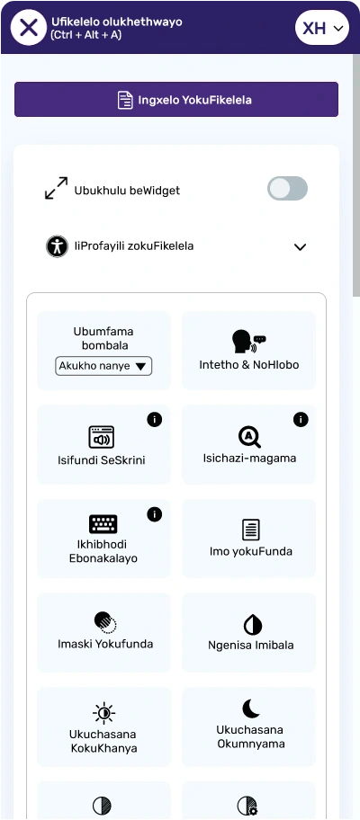 xhosa accessibility toolbar