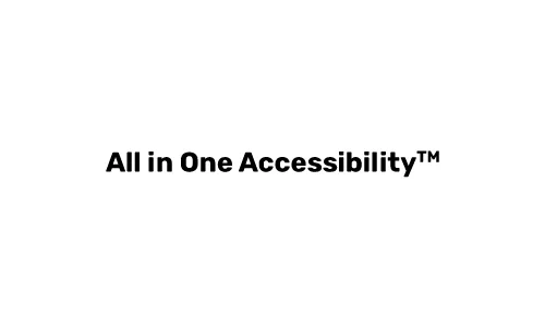 A white rectangular area displaying the text ‘All in One Accessibility’ with the trademark symbol, alongside a cross mark denoting the absence of the logo mark.